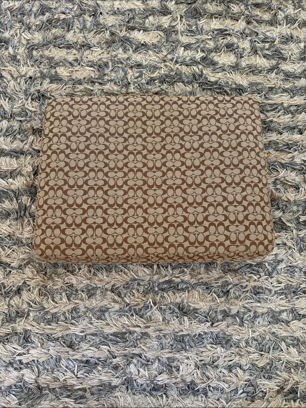 Coach Signature Canvas Tech Sleeve in Brown and Tan